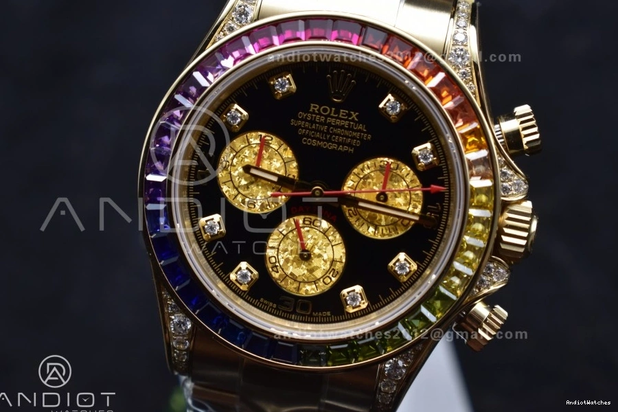 779 on SH Rainbow Black Bracelet ZF Timeless Edition 1:1 Daytona Dial Diamonds 116598RBOW YG Best 1228